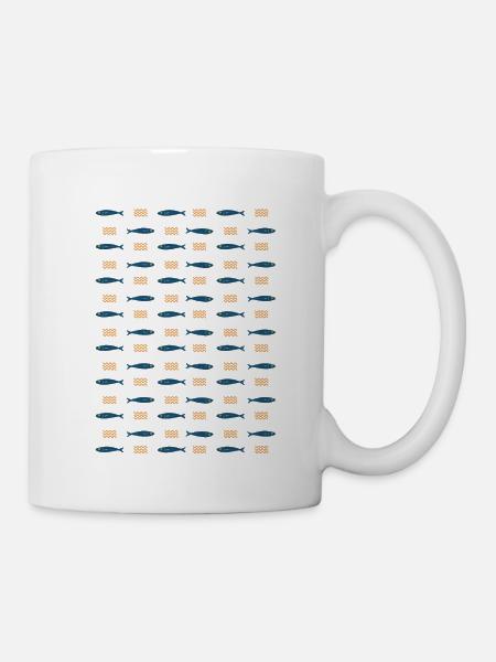 Minimalist Sardines and Waves Pattern for Summer - Mug - white