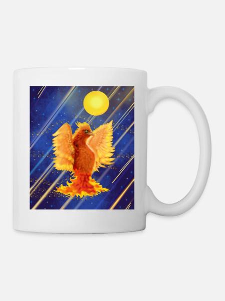 Oiseau de feu lumineux cosmique : Cyber-Semurg - Mug blanc - blanc