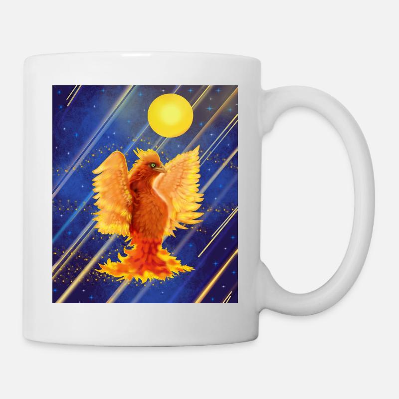 Cosmic Glowing Firebird: Cyber-Semurg - Mug - white