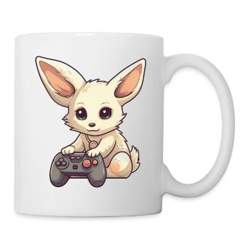 A cute fennec fox playing video games - Mug - white - Right