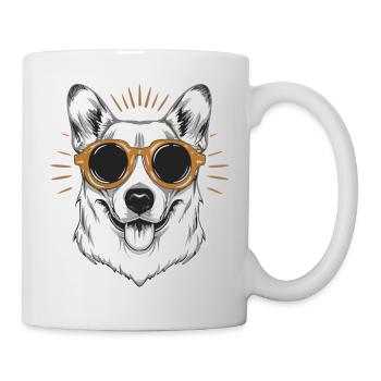 Cool Corgi with Sunglasses Funny Dog Corgi Lover - Mug - white - Right