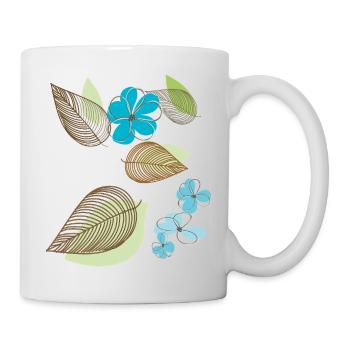 filigree leaves and flowers in turquoise - Mug - white - Right