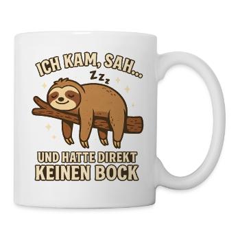 Faultier Geschenk Sloth Büro Arbeitskollege - Tasse - Weiß - Rechts