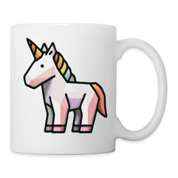 Geometrisches Einhorn – Low Poly Fantasy Tierkunst - Tasse - Weiß - Rechts