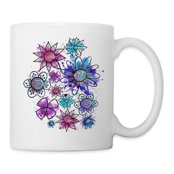 Flowers (outline, spots) - Mug - white - Right
