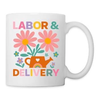 Blumen Wehen und Geburt Feier T-Shirt - Tasse - Weiß - Rechts