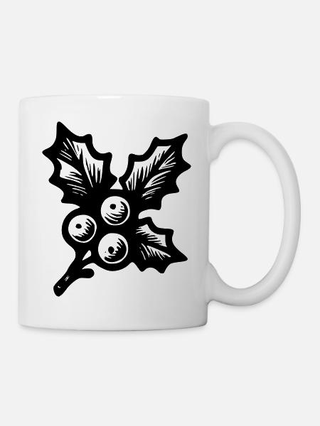 Weihnachts-Stechpalme - Tasse - Weiß