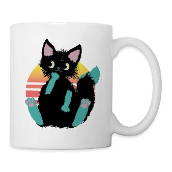 doodle cat blob, thinks - Mug - white - Right