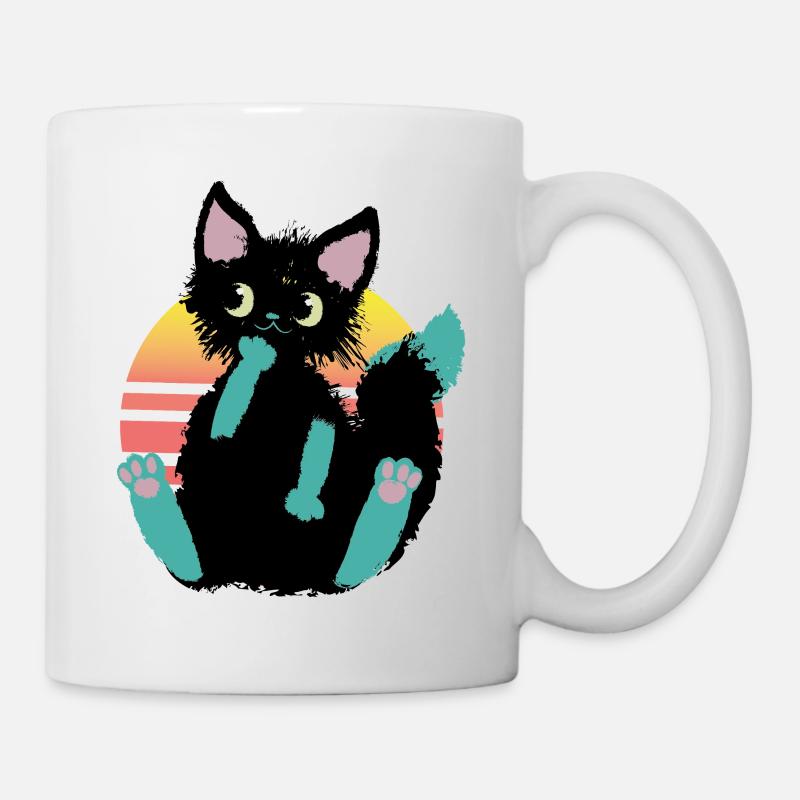 doodle cat blob, thinks - Mug - white