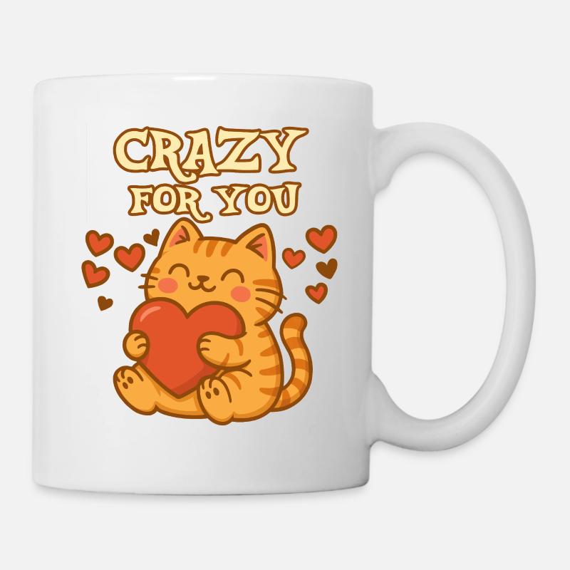 Chat mignon avec texte « Crazy for You » - Mug blanc - blanc