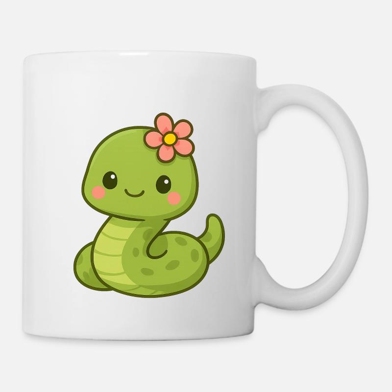 Cute snake lady with flower - Mug - white