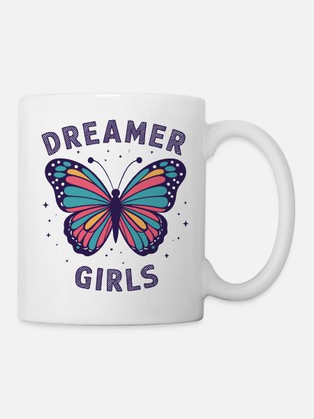 Verträumte Schmetterlingsmädchen-Inspiration - Tasse - Weiß