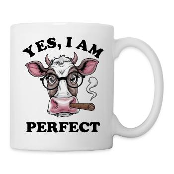 Cow with glasses – Yes, I am perfect! - Mug - white - Right