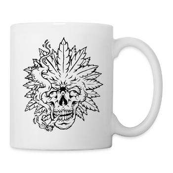 Psychedelic Skull Weed Design - Totenkopf - Mug - white - Right
