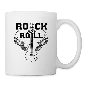 80s Rock & Roll Music Guitar with Wings - Mug - white - Right