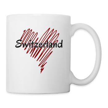 Ich liebe die Schweiz, Herz Schweiz - Tasse - Weiß - Rechts