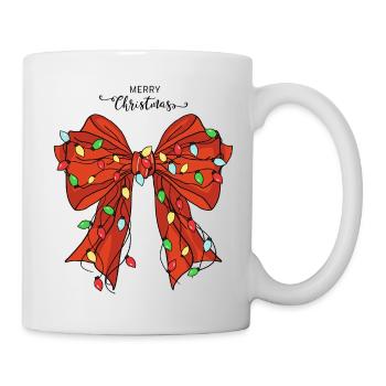 Festive Christmas Bow with Lights - Mug - white - Right