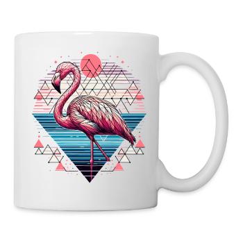 Illustration géométrique de la nature des flamants roses - Mug blanc - blanc - Droite