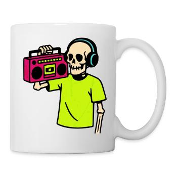 Neon Skeleton with Boombox – Retro Hip-Hop Vibes - Mug - white - Right