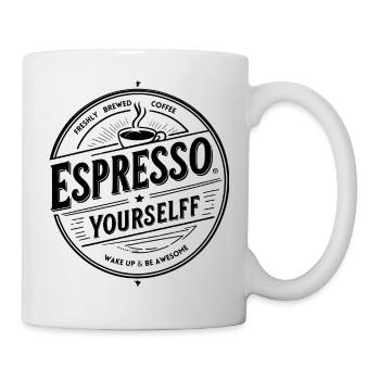 Espresso Yourself – Badge de café vintage, noir - Mug blanc - blanc - Droite