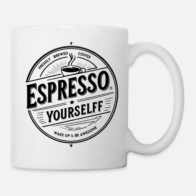 Espresso Yourself – Vintage Kaffee Abzeichen, schwarz - Tasse - Weiß