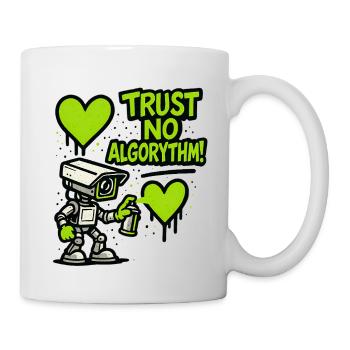 Robot mit Herz und Anti-Algorithmus Botschaft - Tasse - Weiß - Rechts
