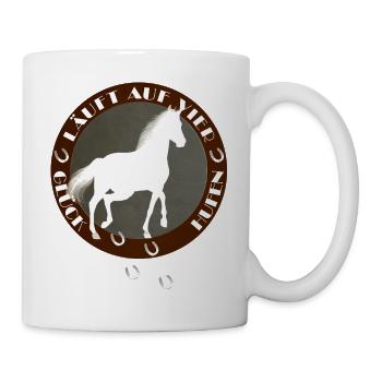 Cheval au galop avec fer à cheval - Porte-bonheur - Mug blanc - blanc - Droite