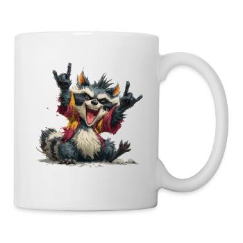 Expressive raccoon in punk style - Mug - white - Right