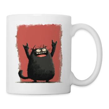 Humorous black cat character - Mug - white - Right