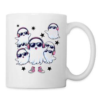 Halloween Geister Party Lustig Musik Cool - Tasse - Weiß - Rechts