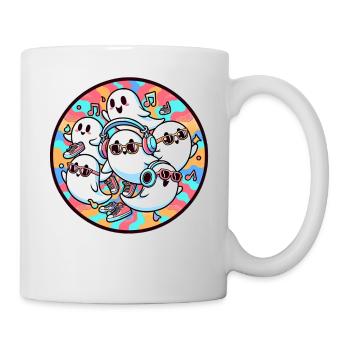 Halloween Party Geister Lustig Bunt Musik - Tasse - Weiß - Rechts