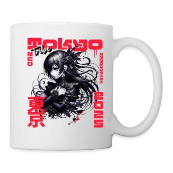 Dark Gothic Anime Woman with Roses - Mug - white - Right