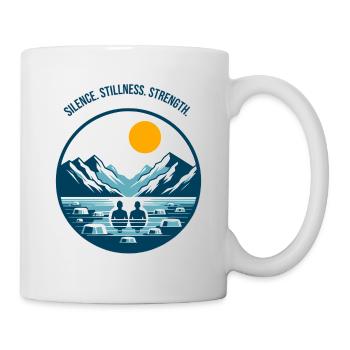 Eisbaden im Bergsee in den Alpen Wintersport Logo - Mug - white - Right