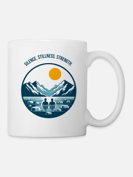 Eisbaden im Bergsee in den Alpen Wintersport Logo - Mug - white