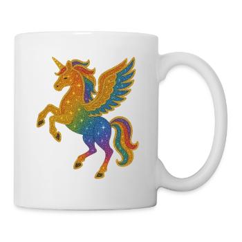 Glitzernde Regenbogen-Pegasus-Illustration - Tasse - Weiß - Rechts