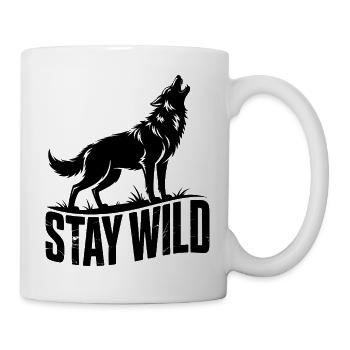 Bleib wild, Wolf - Tasse - Weiß - Rechts