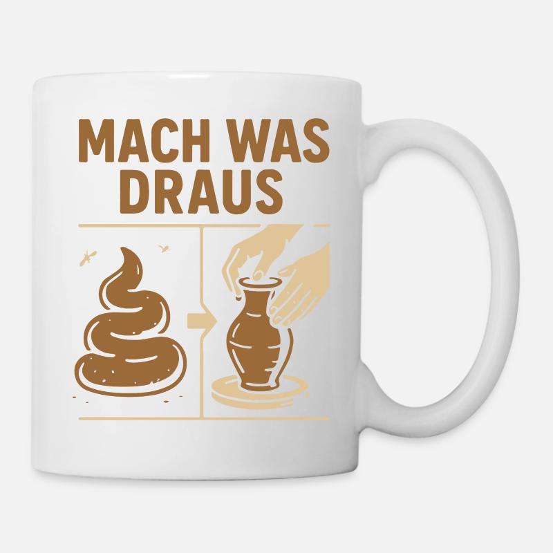 Poterie avec des excréments - Faites-en quelque chose - Mug blanc - blanc
