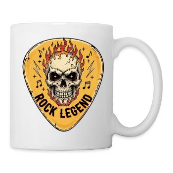 Crâne de légende du rock avec flammes - Mug blanc - blanc - Droite