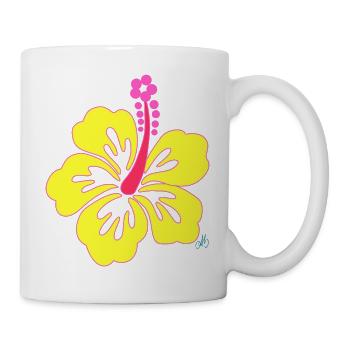 Yellow tropical Hibiscus flower - Mug - white - Right
