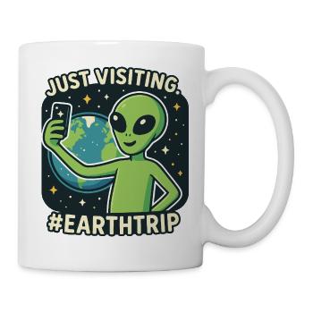 Alien Selfie mit Erde - Tasse - Weiß - Rechts