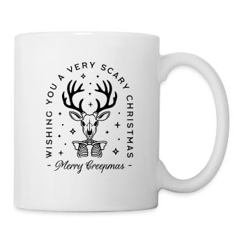 Merry creepmas scary woodland deer funny wishes - Mug - white - Right