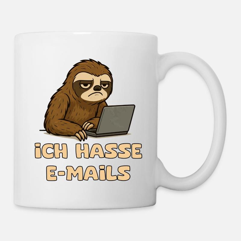 Conception décontractée de paresseux avec sarcasme par e-mail - Mug blanc - blanc