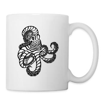 Octopus – Line Art Sea Animal in Black and White - Mug - white - Right