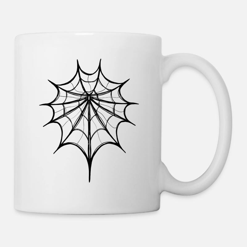 Abstraktes Spinnennetz – Line Art  - Tasse - Weiß
