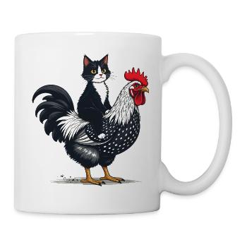 Cat and Rooster Fusion Illustrated - Mug - white - Right