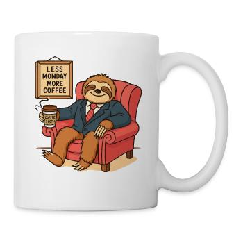 Chilliger Faultier im Businessoutfit - Tasse - Weiß - Rechts