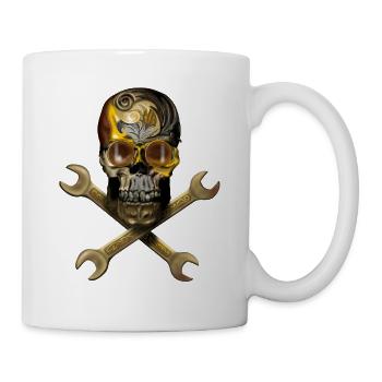 Steampunk skull with tools - Mug - white - Right