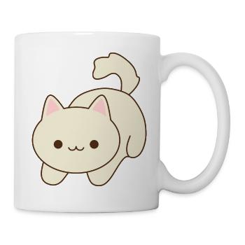 Niedliche Kawaii Katze Illustration - Tasse - Weiß - Rechts