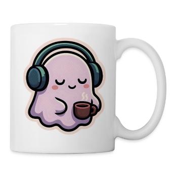 Entspannter Geist mit Kopfhörern und Kaffee - Tasse - Weiß - Rechts