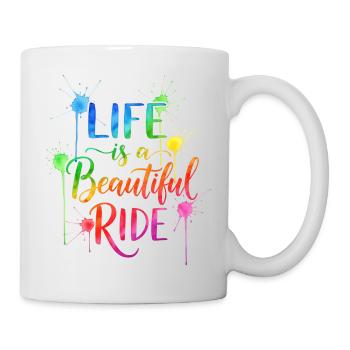 Das Leben ist eine schöne Fahrt Aquarell Design - Tasse - Weiß - Rechts